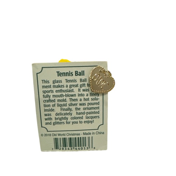 New! Old World Christmas Hand Painted Tennis Ball Ornament - Picture 2 of 2